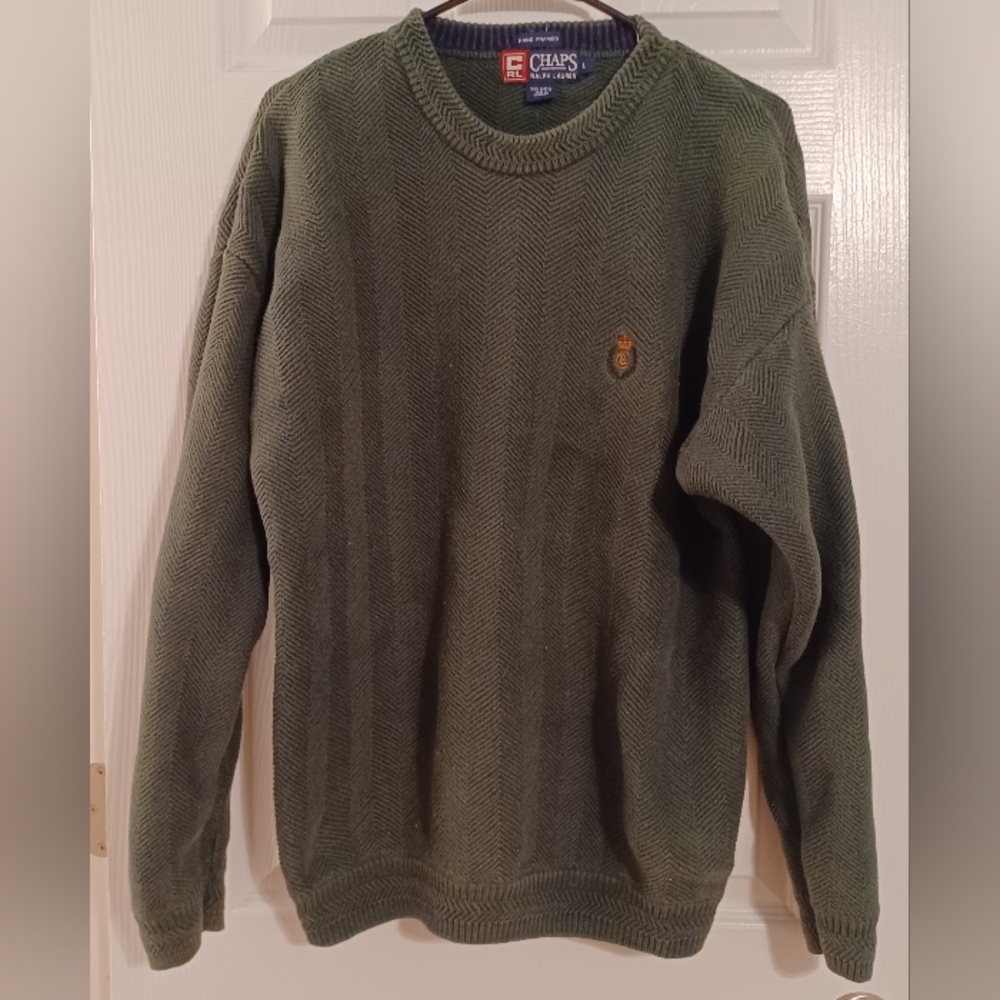 L Dark green Chaps by Ralph Lauren pullover sweater
